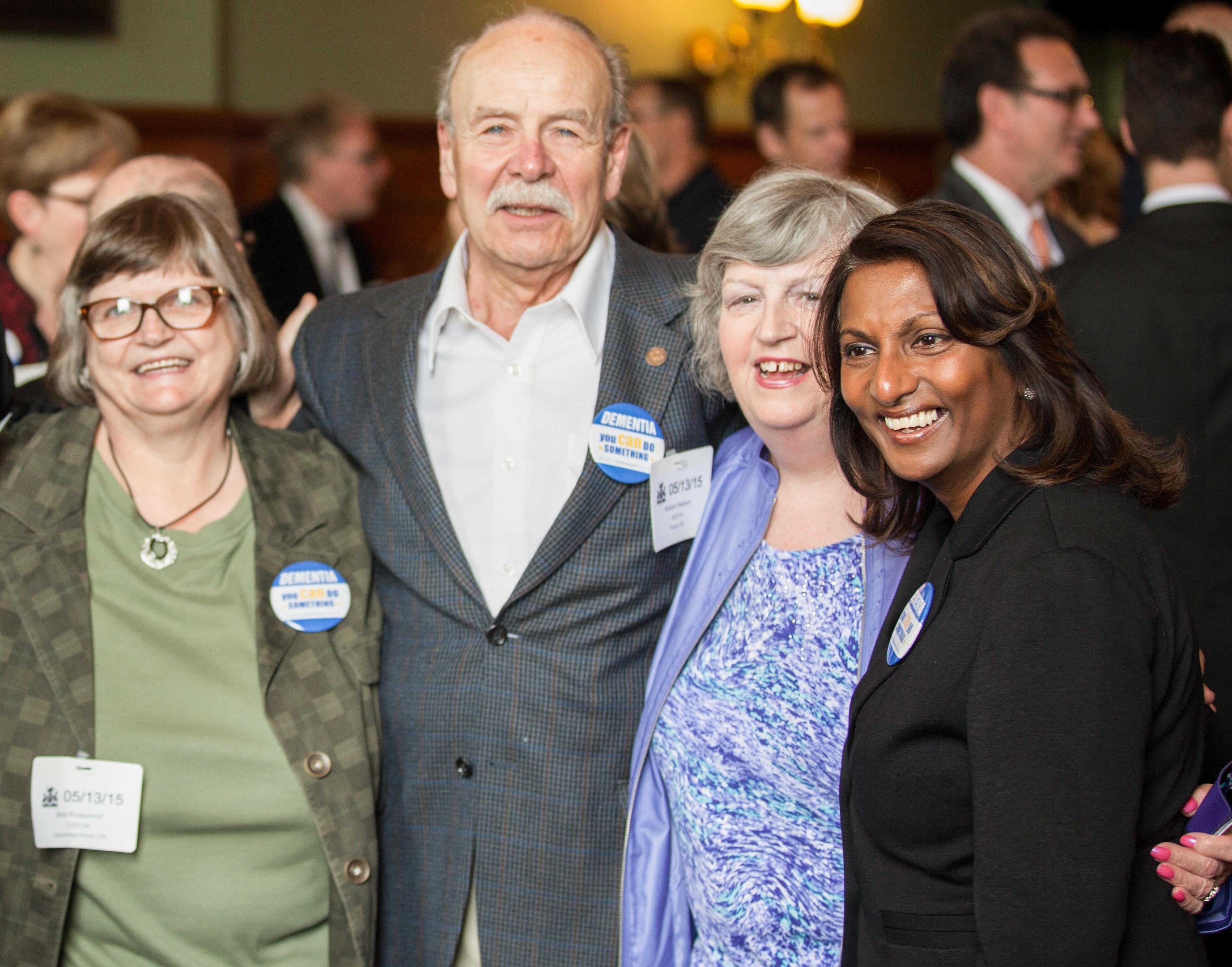 From left to right, three members of the Dementia Advisory Group. Bea Kraayenhof, Bill Heibein and Maisie Jackson alongside MPP Indira Naidoo-Harris. The other two members are Mary Beth Wighton and Phyllis Fehr 